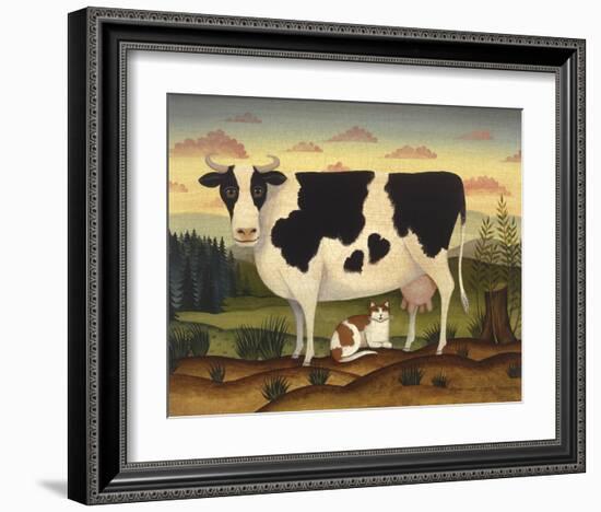 Cow and Cat-Diane Ulmer Pedersen-Framed Art Print