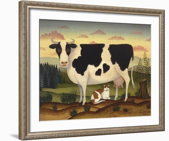 Cow and Cat-Diane Ulmer Pedersen-Framed Art Print