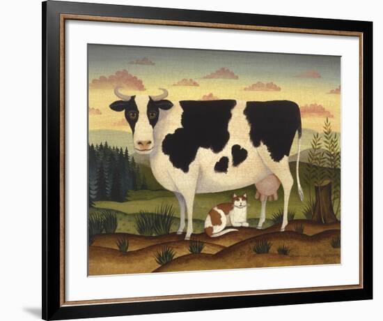 Cow and Cat-Diane Ulmer Pedersen-Framed Art Print