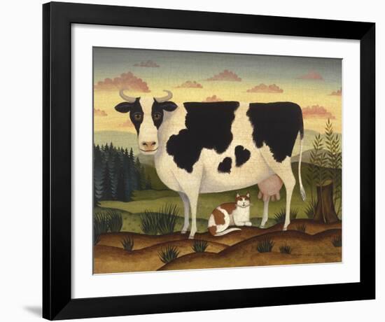 Cow and Cat-Diane Ulmer Pedersen-Framed Art Print