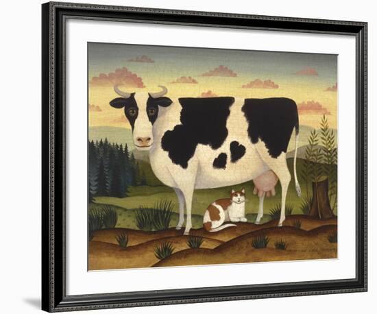 Cow and Cat-Diane Ulmer Pedersen-Framed Art Print