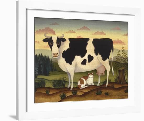 Cow and Cat-Diane Ulmer Pedersen-Framed Art Print