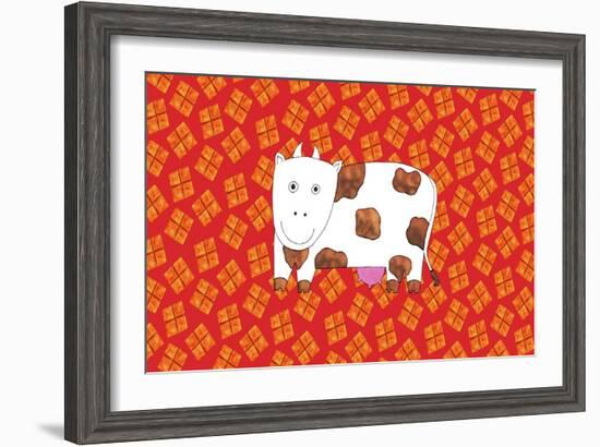 Cow and Hay, 2003-Julie Nicholls-Framed Giclee Print