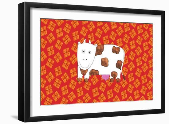 Cow and Hay, 2003-Julie Nicholls-Framed Giclee Print