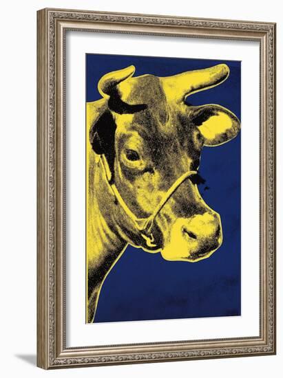 Cow, c.1971 (Blue and Yellow)-Andy Warhol-Framed Art Print