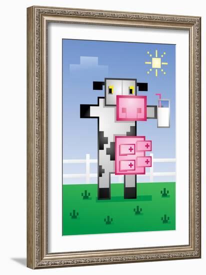 Cow Drinking Milk-Tony Oshlick-Framed Art Print