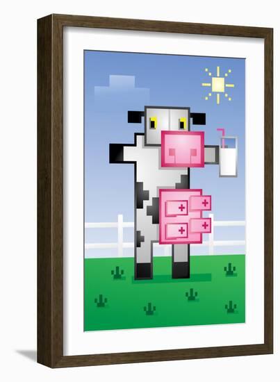 Cow Drinking Milk-Tony Oshlick-Framed Art Print