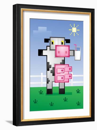 Cow Drinking Milk-Tony Oshlick-Framed Art Print