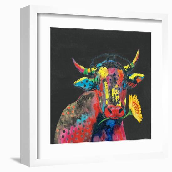 Cow in Dark Gray-null-Framed Art Print