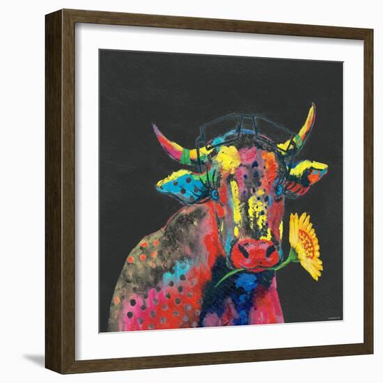 Cow in Dark Gray-null-Framed Art Print