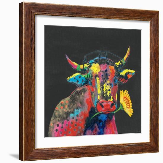 Cow in Dark Gray-null-Framed Art Print