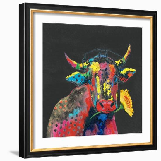 Cow in Dark Gray-null-Framed Art Print