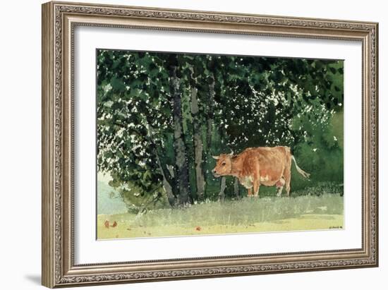 Cow in Pasture, 1878-Winslow Homer-Framed Giclee Print