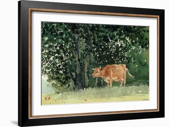 Cow in Pasture, 1878-Winslow Homer-Framed Giclee Print