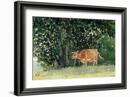 Cow in Pasture, 1878-Winslow Homer-Framed Giclee Print