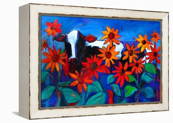 Cow in the Sunflowers-Patty Baker-Framed Stretched Canvas