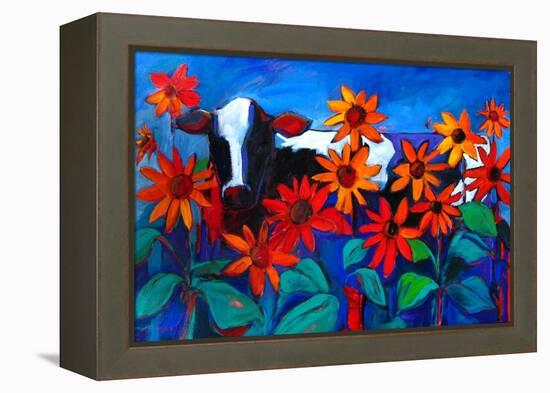 Cow in the Sunflowers-Patty Baker-Framed Stretched Canvas