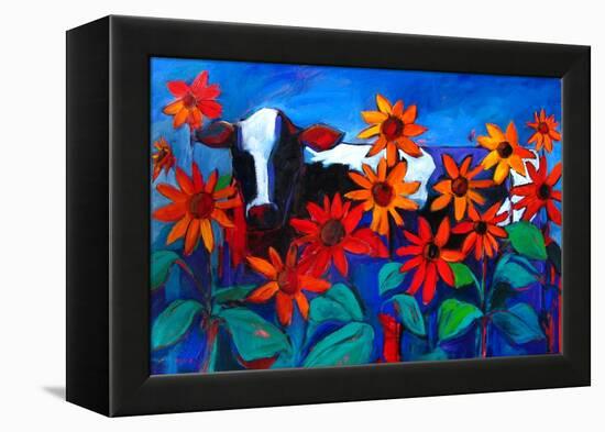 Cow in the Sunflowers-Patty Baker-Framed Stretched Canvas