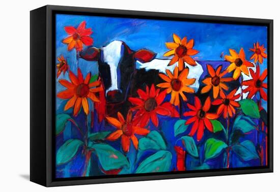 Cow in the Sunflowers-Patty Baker-Framed Stretched Canvas