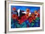 Cow in the Sunflowers-Patty Baker-Framed Art Print