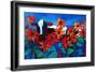 Cow in the Sunflowers-Patty Baker-Framed Art Print