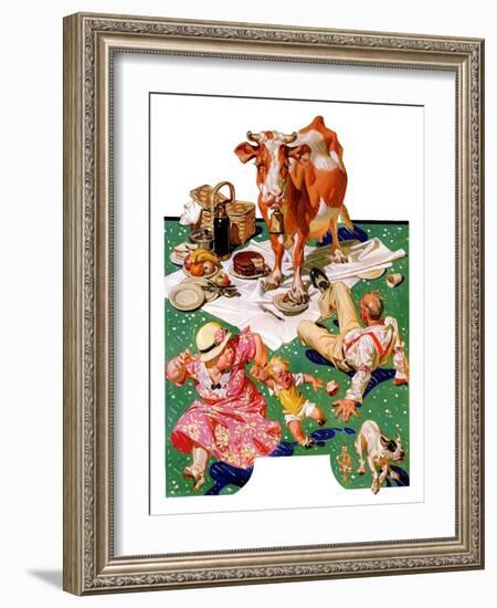 "Cow Joins the Picnic,"August 26, 1933-Joseph Christian Leyendecker-Framed Giclee Print