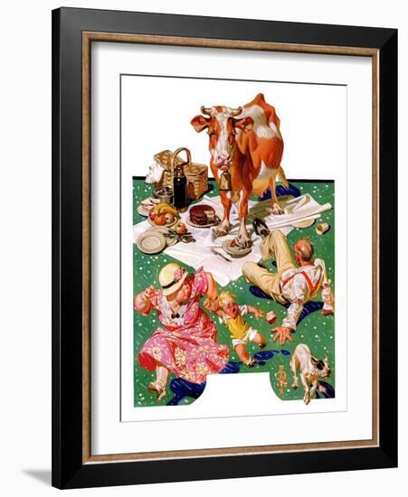 "Cow Joins the Picnic,"August 26, 1933-Joseph Christian Leyendecker-Framed Giclee Print