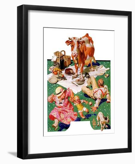 "Cow Joins the Picnic,"August 26, 1933-Joseph Christian Leyendecker-Framed Giclee Print