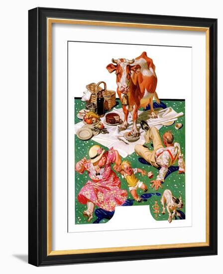 "Cow Joins the Picnic,"August 26, 1933-Joseph Christian Leyendecker-Framed Giclee Print