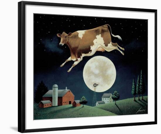 Cow Jumps over the Moon-Lowell Herrero-Framed Art Print