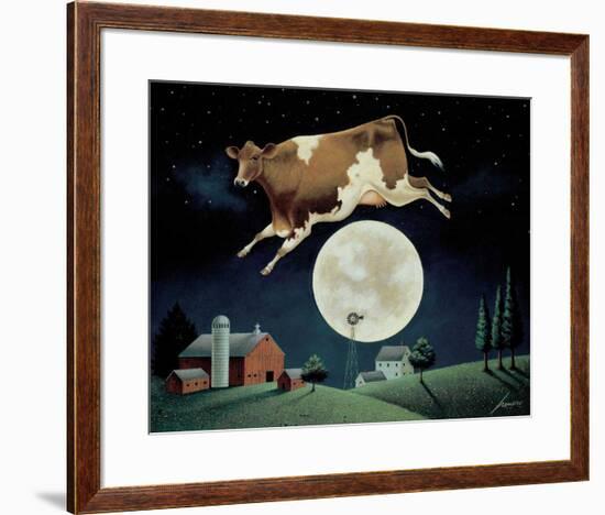 Cow Jumps over the Moon-Lowell Herrero-Framed Art Print