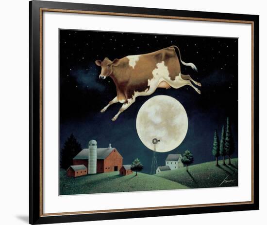 Cow Jumps over the Moon-Lowell Herrero-Framed Art Print