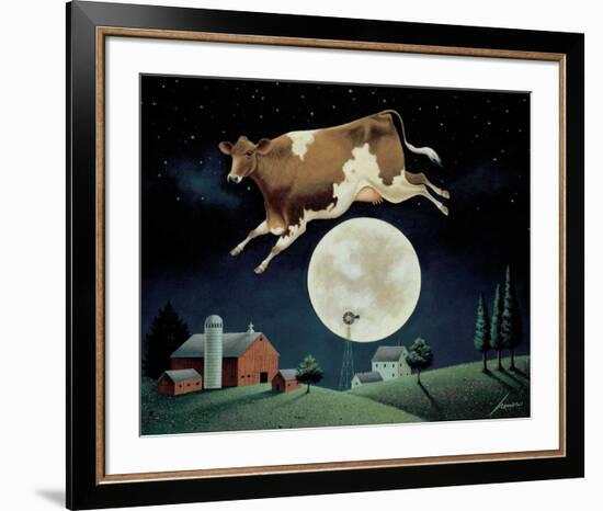 Cow Jumps over the Moon-Lowell Herrero-Framed Art Print