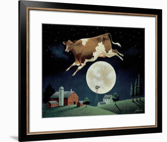Cow Jumps over the Moon-Lowell Herrero-Framed Art Print