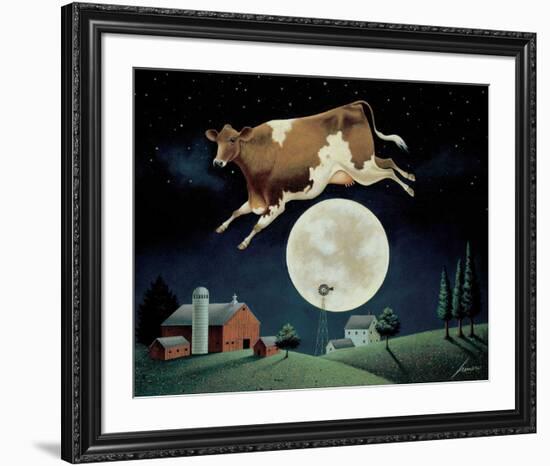 Cow Jumps over the Moon-Lowell Herrero-Framed Art Print