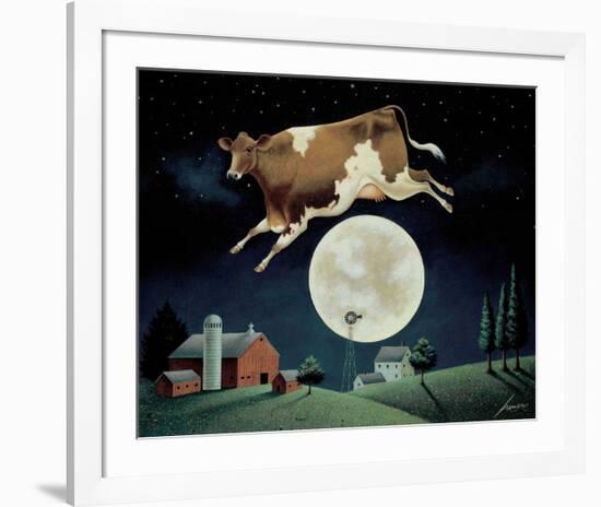 Cow Jumps over the Moon-Lowell Herrero-Framed Art Print