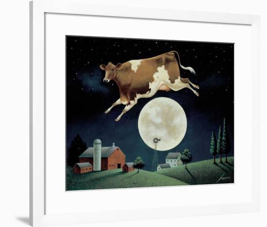 Cow Jumps over the Moon-Lowell Herrero-Framed Art Print