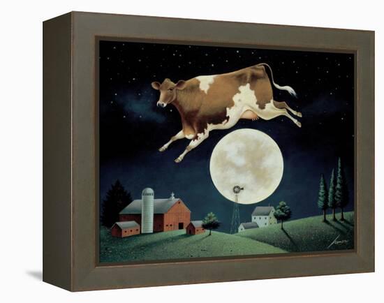 Cow Jumps over the Moon-Lowell Herrero-Framed Stretched Canvas