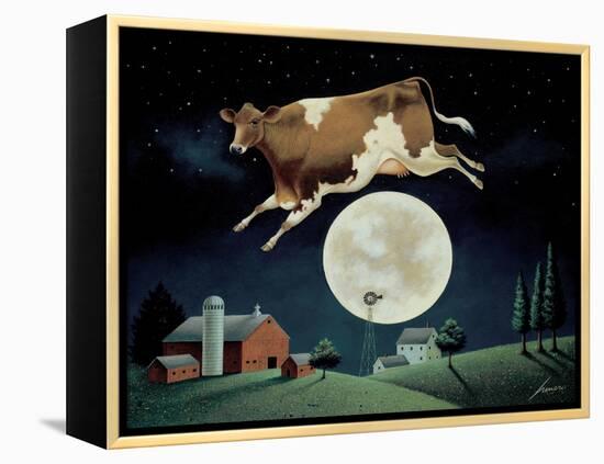 Cow Jumps over the Moon-Lowell Herrero-Framed Stretched Canvas