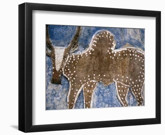 Cow Painted on a Headstone Near an Oromo Village, Ethiopia-Janis Miglavs-Framed Photographic Print