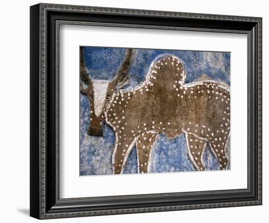 Cow Painted on a Headstone Near an Oromo Village, Ethiopia-Janis Miglavs-Framed Photographic Print