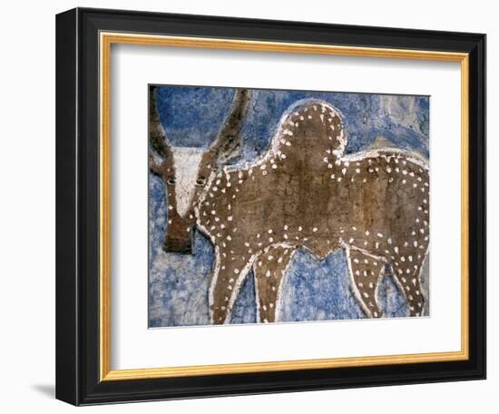 Cow Painted on a Headstone Near an Oromo Village, Ethiopia-Janis Miglavs-Framed Photographic Print