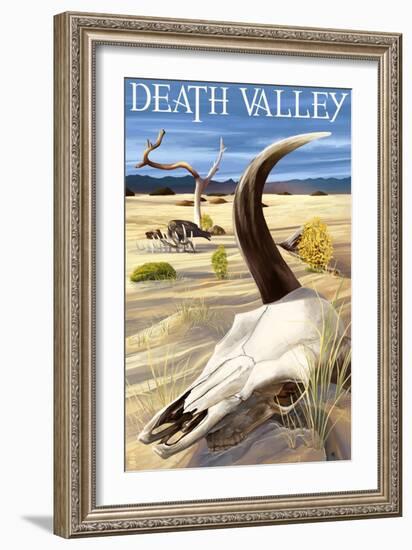 Cow Skull - Death Valley National Park-Lantern Press-Framed Art Print