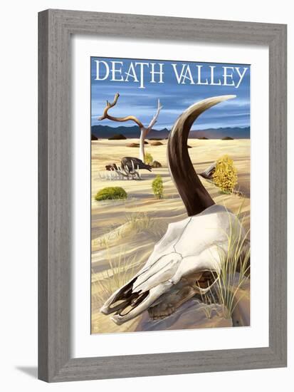 Cow Skull - Death Valley National Park-Lantern Press-Framed Art Print