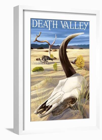 Cow Skull - Death Valley National Park-Lantern Press-Framed Art Print