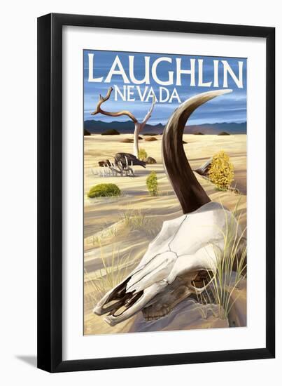 Cow Skull - Laughlin, Nevada-Lantern Press-Framed Art Print