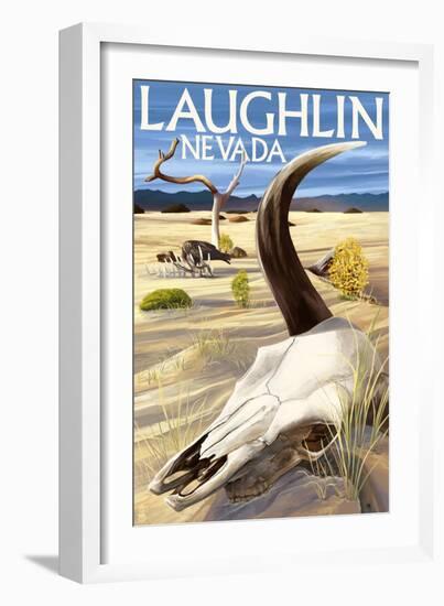 Cow Skull - Laughlin, Nevada-Lantern Press-Framed Art Print