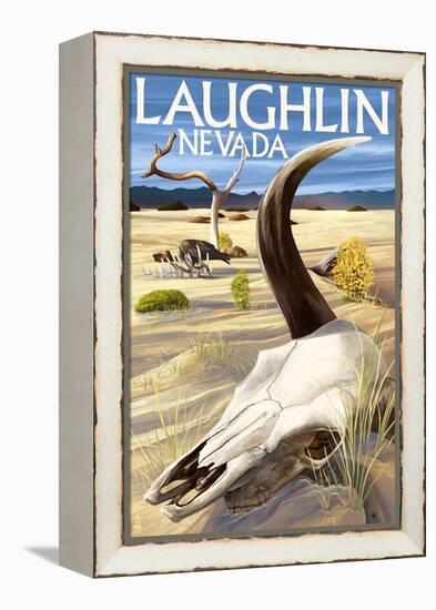 Cow Skull - Laughlin, Nevada-Lantern Press-Framed Stretched Canvas