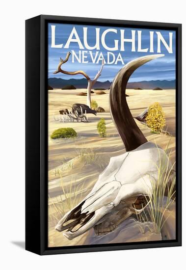 Cow Skull - Laughlin, Nevada-Lantern Press-Framed Stretched Canvas