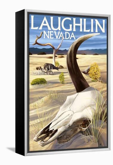 Cow Skull - Laughlin, Nevada-Lantern Press-Framed Stretched Canvas